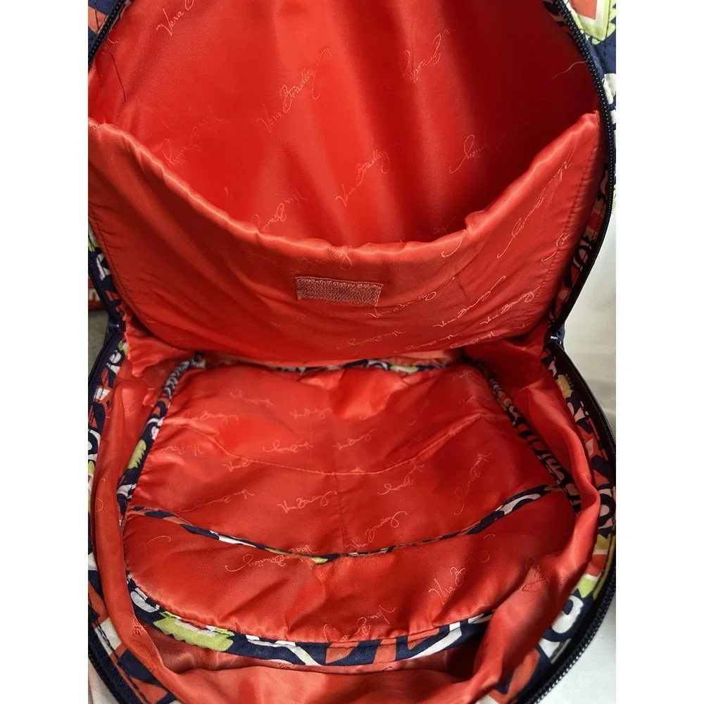 Vera Bradley Quilted Backpack Filigree Cotton Orange White School Travel
